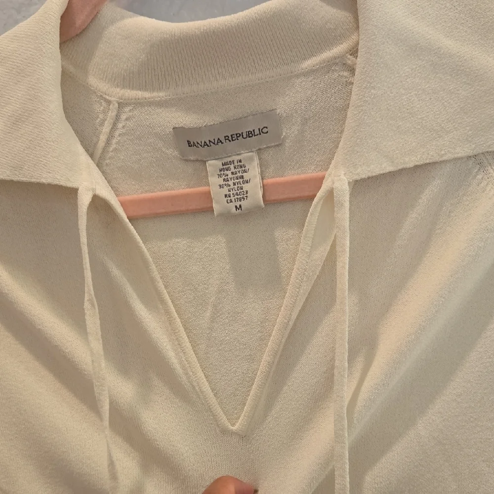 Banana Republic Tan Cream Button Down Shirt with Tie Front - Picture 11 of 11